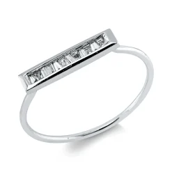 Ring aus 750 Weißgold 12 Diamanten Trapez-Schliff 0,12ct TW-VSI/SI B:2,9mm