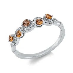 Ring aus 585 Weißgold 23 Saphire 0,16ct orange 23 Brillanten 0,16ct W-SI/PI B:4mm
