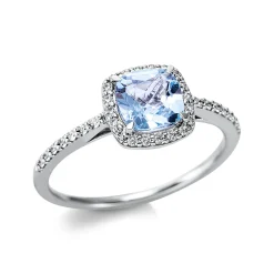 Ring aus 750 Weißgold Topas 0,9ct skyblue 34 Brillanten 0,18ct TW-SI B:8,3mm