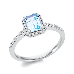 Ring aus 750 Weißgold Topas 1,24ct skyblue 34 Brillanten 0,11ct TW-SI B:8,4mm