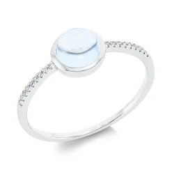 Ring aus 750 Weißgold Topas 1,26ct skyblue 18 Diamanten 0,05ct TW-SI B:7,2mm