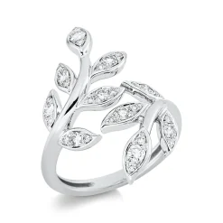 Ring Blätter aus 750 Gold Weißgold 30 Brillanten 0,54ct TW-VSI B:27,1mm