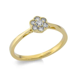 Ring Blume aus 750 Gold Gelbgold 7 Brillanten 0,19ct TW-SI B:6,3mm