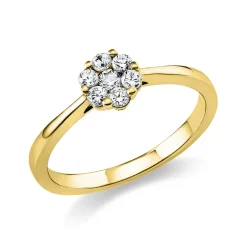 Ring Blume aus 750 Gold Gelbgold 7 Brillanten 0,27ct TW-SI Ø6mm