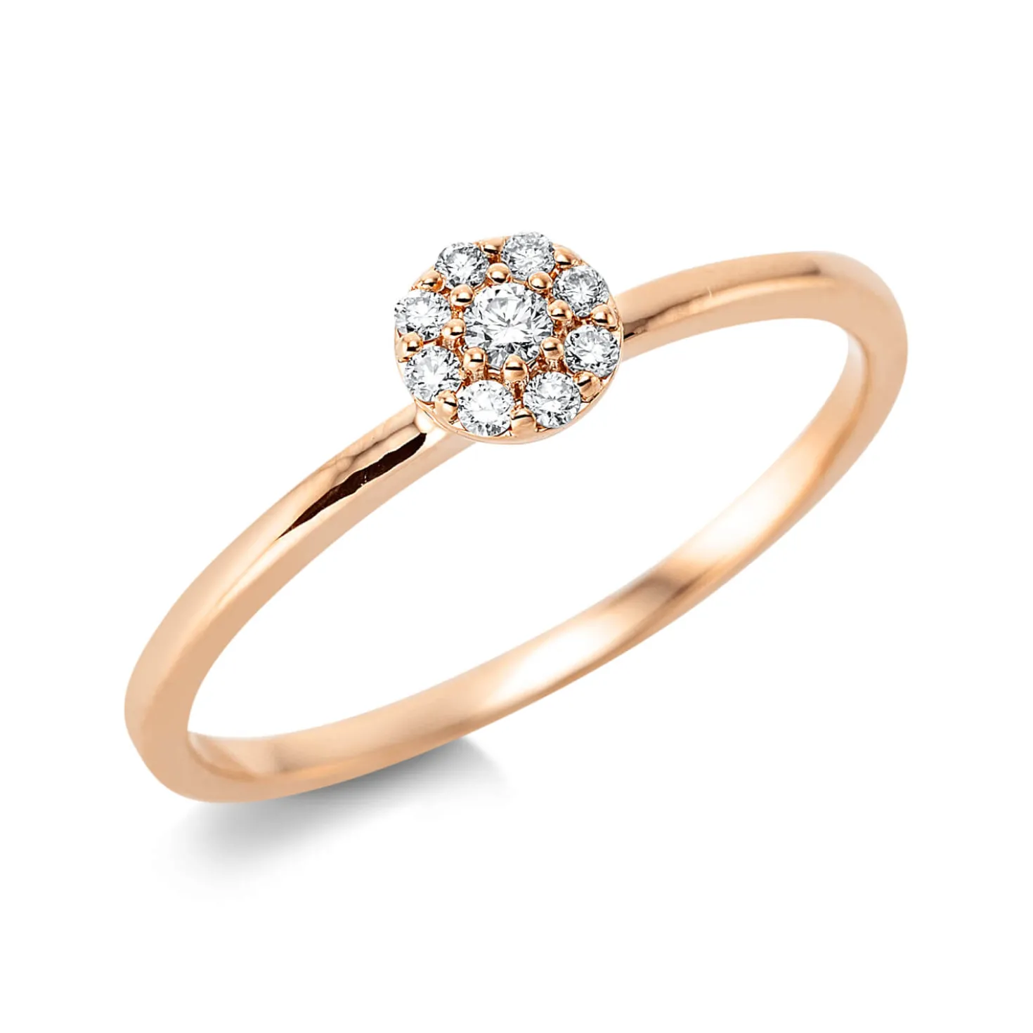 Ring Blume aus 750 Gold Rotgold 9 Brillanten 0,09ct TW-SI Ø4,7mm