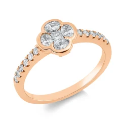 Ring Blume aus 750 Gold Rotgold 17 Diamanten 0,53ct B:7,7mm