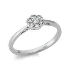 Ring Blume aus 750 Gold Weißgold 7 Brillanten 0,2ct TW-SI B:6,3mm