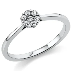 Ring Blume aus 750 Gold Weißgold 7 Brillanten 0,17ct TW-SI B:5,3mm