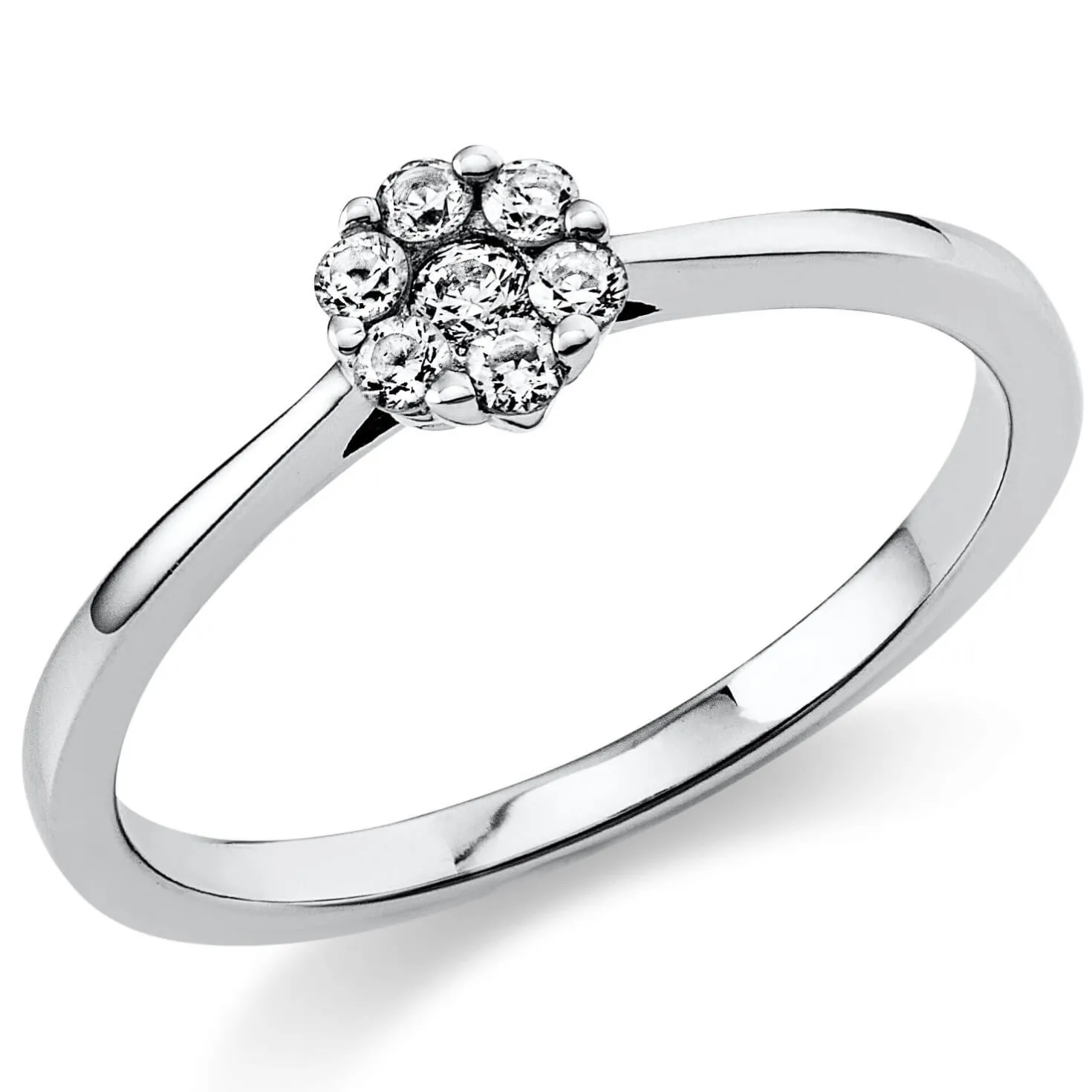 Ring Blume aus 750 Gold Weißgold 7 Brillanten 0,17ct TW-SI B:5,3mm