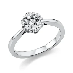 Ring Blume aus 950 Platin 6 Brillanten 0,38ct TW-SI 1 Brillant 0,13ct TW-SI B:7,6mm