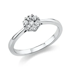 Ring Blume aus 950 Platin 7 Brillanten 0,27ct TW-SI Ø6mm