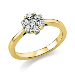 Ring Blume 585 Gelbgold 6 Brillanten 0,38ct TW-SI 1 Brillant 0,13ct TW-SI B:7,6mm