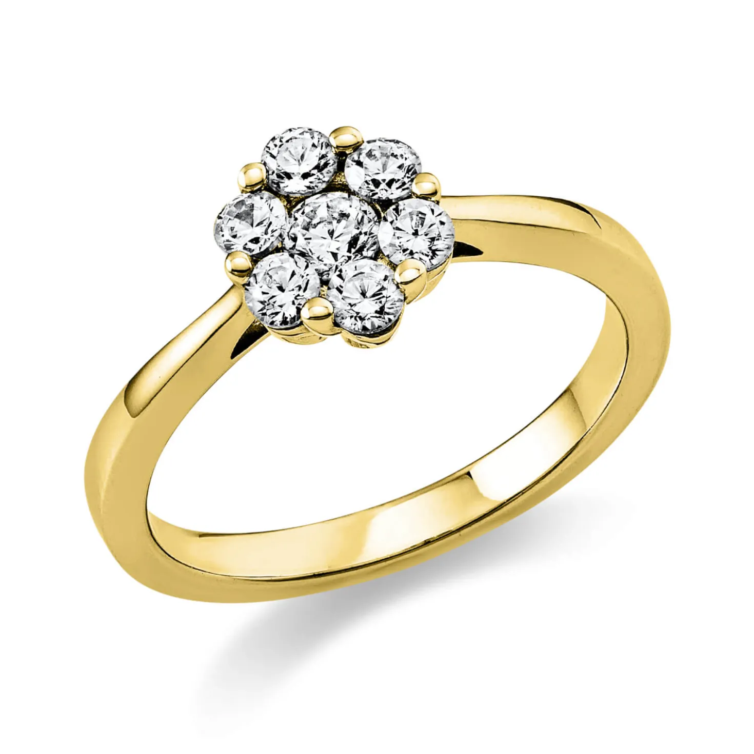 Ring Blume 585 Gelbgold 6 Brillanten 0,38ct TW-SI 1 Brillant 0,13ct TW-SI B:7,6mm