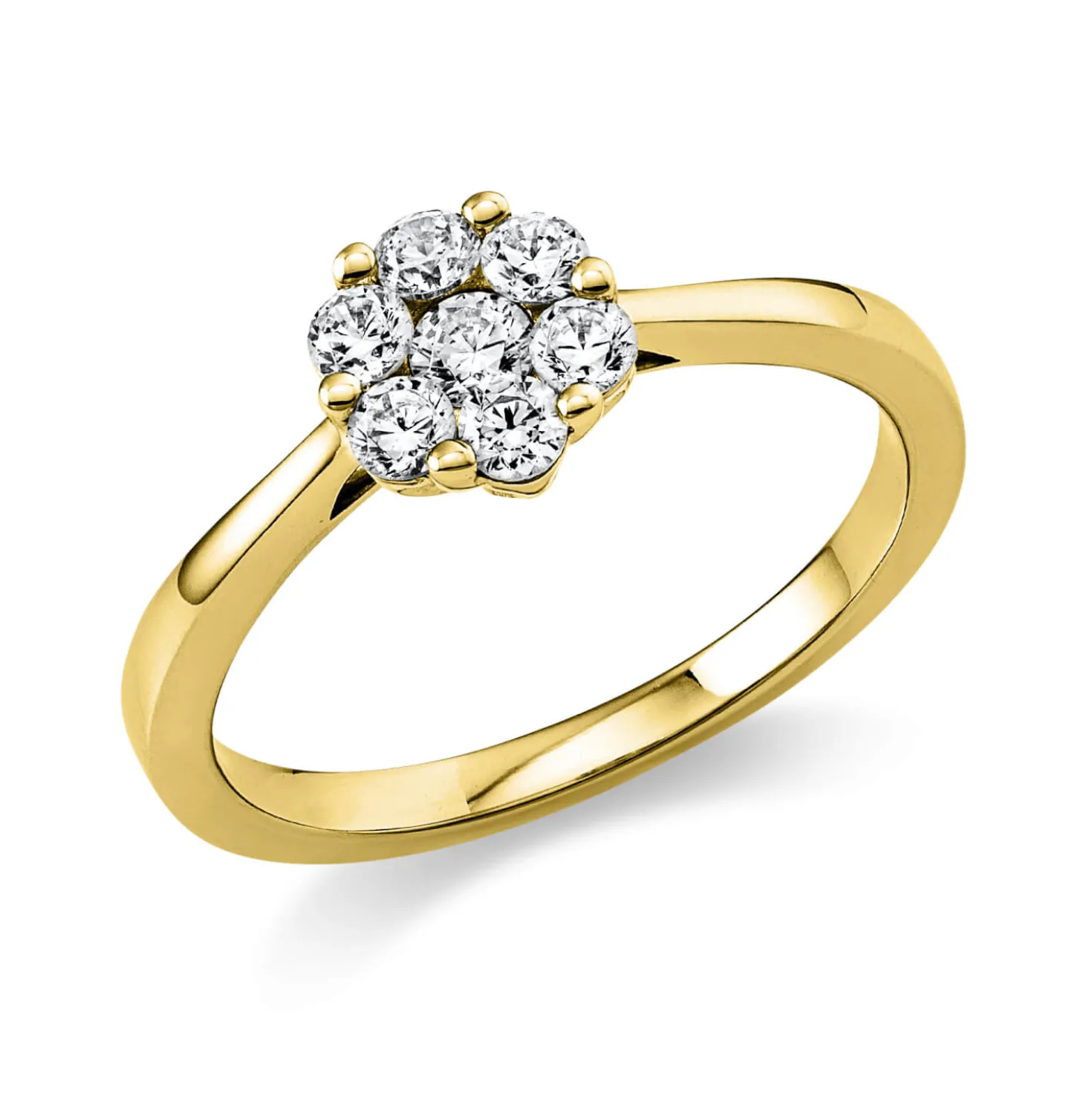 Ring Blume 585 Gelbgold 6 Brillanten 0,33ct TW-SI 1 Brillant 0,09ct TW-SI B:7,1mm