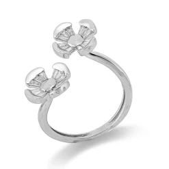 Ring Blumen aus 750 Weißgold 24 Diamanten Trapez-Schliff 0,33ct TW-VSI B:16mm