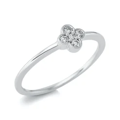 Ring Blume 750 Weißgold 4 Brillanten 0,09ct TW-SI 1 Brillant 0,01ct TW-SI B:5,5mm