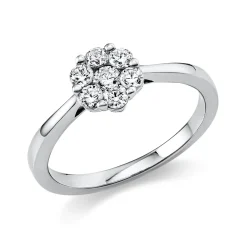 Ring Blume 585 Weißgold 6 Brillanten 0,33ct TW-SI 1 Brillant 0,09ct TW-SI B:7,1mm
