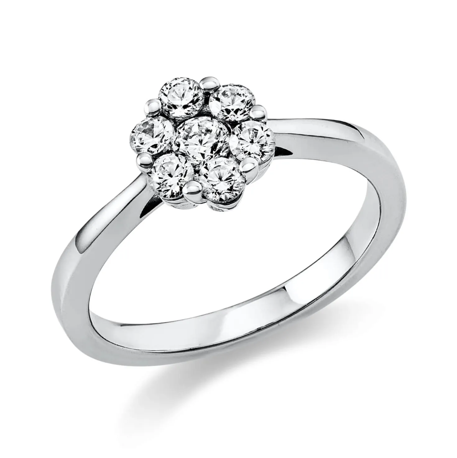 Ring Blume 585 Weißgold 6 Brillanten 0,39ct TW-SI 1 Brillant 0,13ct TW-SI B:7,6mm
