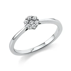 Ring Blume 585 Weißgold 6 Brillanten 0,12ct TW-SI 1 Brillant 0,04ct TW-SI B:5,3mm