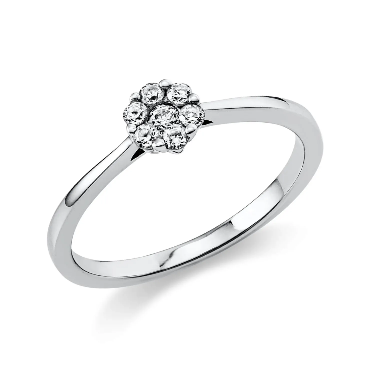 Ring Blume 585 Weißgold 6 Brillanten 0,12ct TW-SI 1 Brillant 0,04ct TW-SI B:5,3mm
