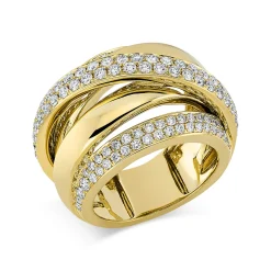 Ring breit aus 750 Gold Gelbgold 126 Brillanten 1,5ct TW-SI B:16,8mm