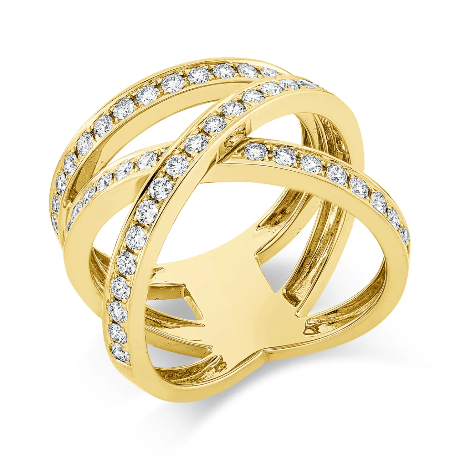 Ring breit aus 750 Gold Gelbgold 54 Brillanten 0,88ct TW-VSI B:16mm