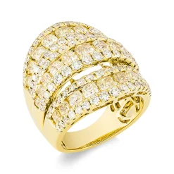 Ring breit aus 750 Gold Gelbgold 129 Diamanten 6,39ct B:24,8mm