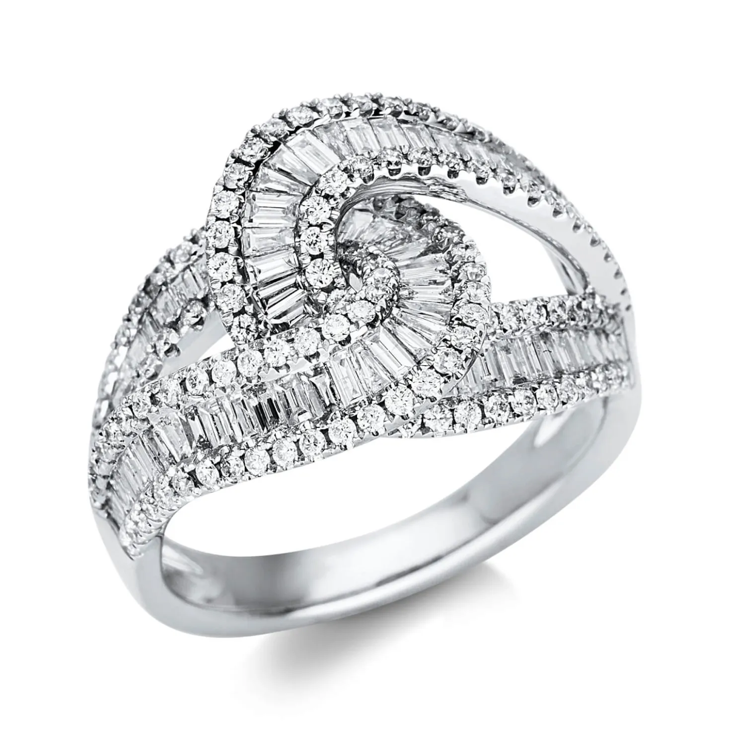 Ring breit aus 750 Gold Weißgold 217 Diamanten 1,49ct TW-SI B:13,5mm