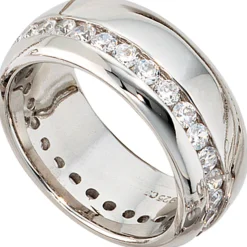 Ring Damenring aus 925 Echt Silber mit Zirkonia rundum Sterlingsilber Silberring