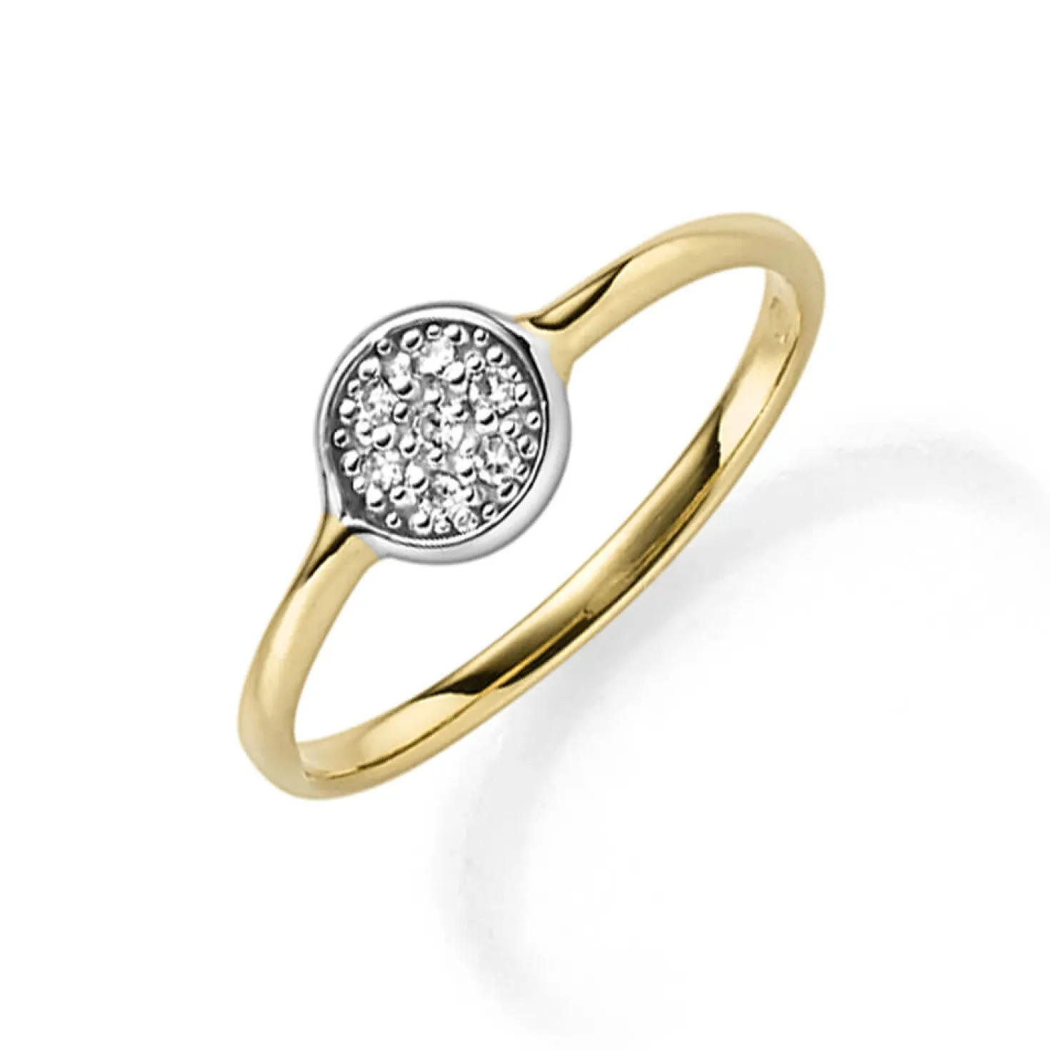 Ring Damenring aus 585 Gold bicolor gelb/weiß mit 7 Diamanten 0.07ct TW-SI