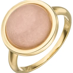 Ring Damenring aus 375 Gold Gelbgold mit Chalcedon rosa Ringkopf Ø15,1mm