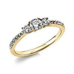 Ring Damenring aus 750 Gold Gelbgold mit 15 Diamanten Brillanten 0,58 Ct.