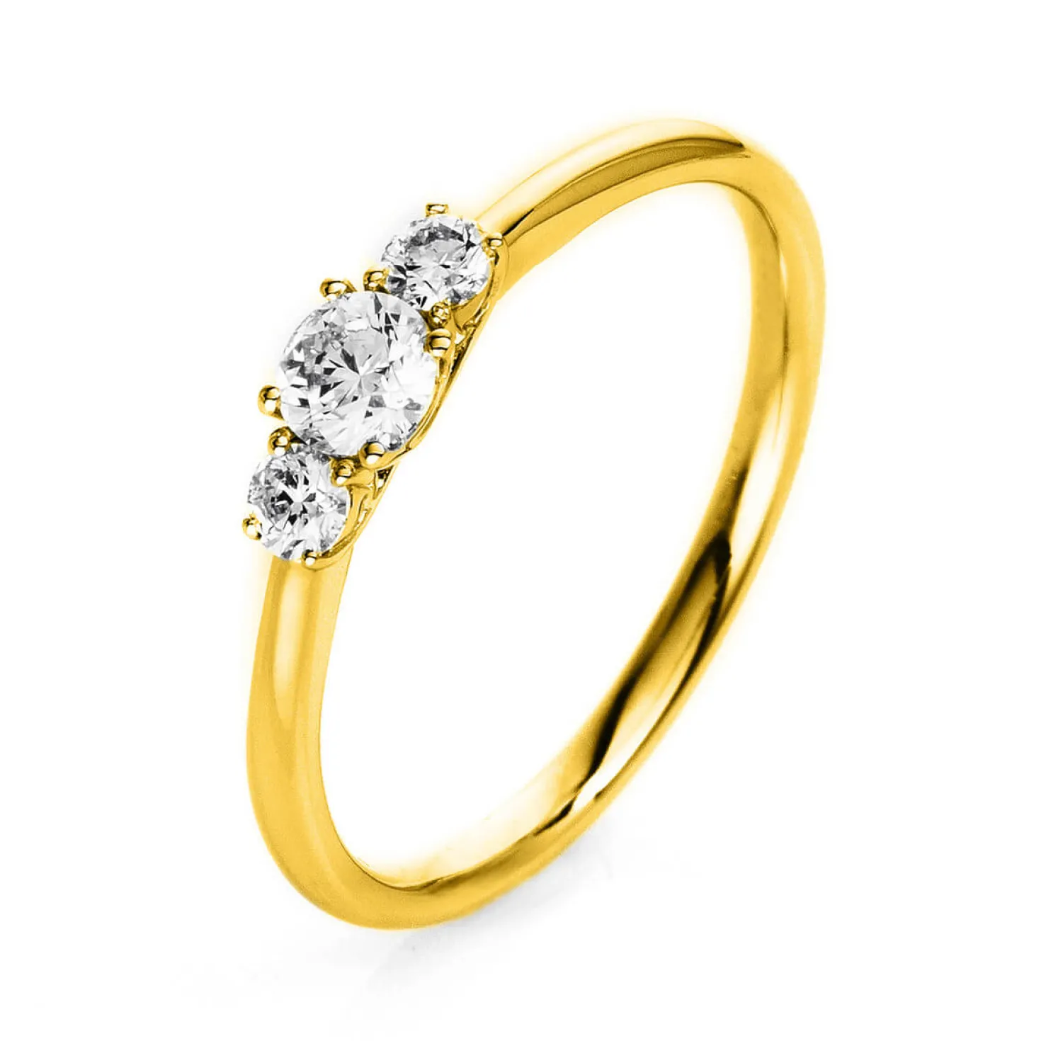 Ring Damenring aus 750 Gold Gelbgold mit 3 Diamanten Brillanten 0,33 Ct.