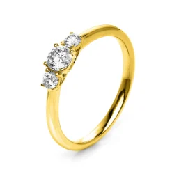 Ring Damenring aus 750 Gold Gelbgold mit 3 Diamanten Brillanten 0,47 Ct.