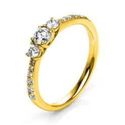 Ring Damenring aus 585 Gold Gelbgold mit 15 Diamanten Brillanten 0,58 Ct.