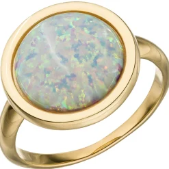Ring Damenring aus 375 Gold Gelbgold mit Opal Goldring Ringkopf Ø15,2mm
