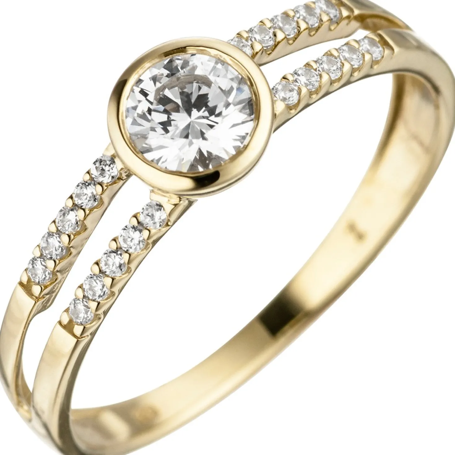 Ring Damenring aus 333 Gold Gelbgold mit 21 Zirkonia weiß Fingerring Goldring