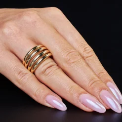 Ring Damenring aus 585 Gold Gelbgold 4-reihig glänzend Breite 15mm Fingerring