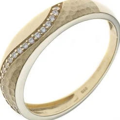 Ring Damenring aus 333 Gold Gelbgold teilmattiert Zirkonia Goldring