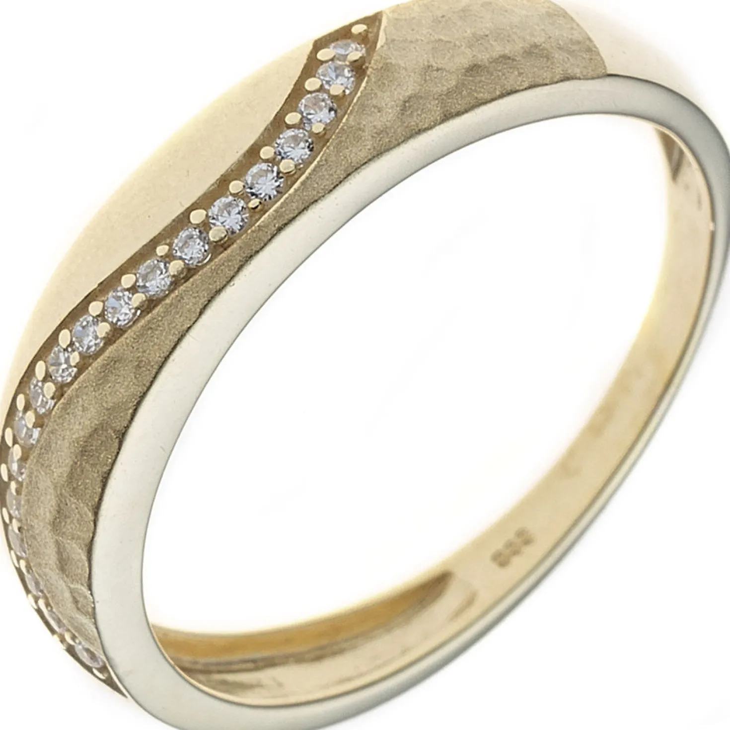 Ring Damenring aus 333 Gold Gelbgold teilmattiert Zirkonia Goldring