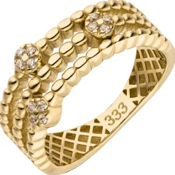 Ring Damenring aus 333 Gold Gelbgold 12 Zirkonia Breite 9mm Goldring glänzend