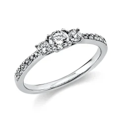 Ring Damenring aus 585 Gold Weißgold mit 15 Diamanten Brillanten 0,58 Ct.