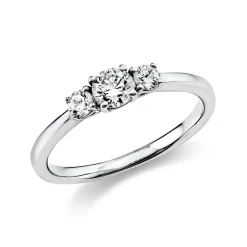 Ring Damenring aus 750 Gold Weißgold mit 3 Diamanten Brillanten 0,47 Ct.