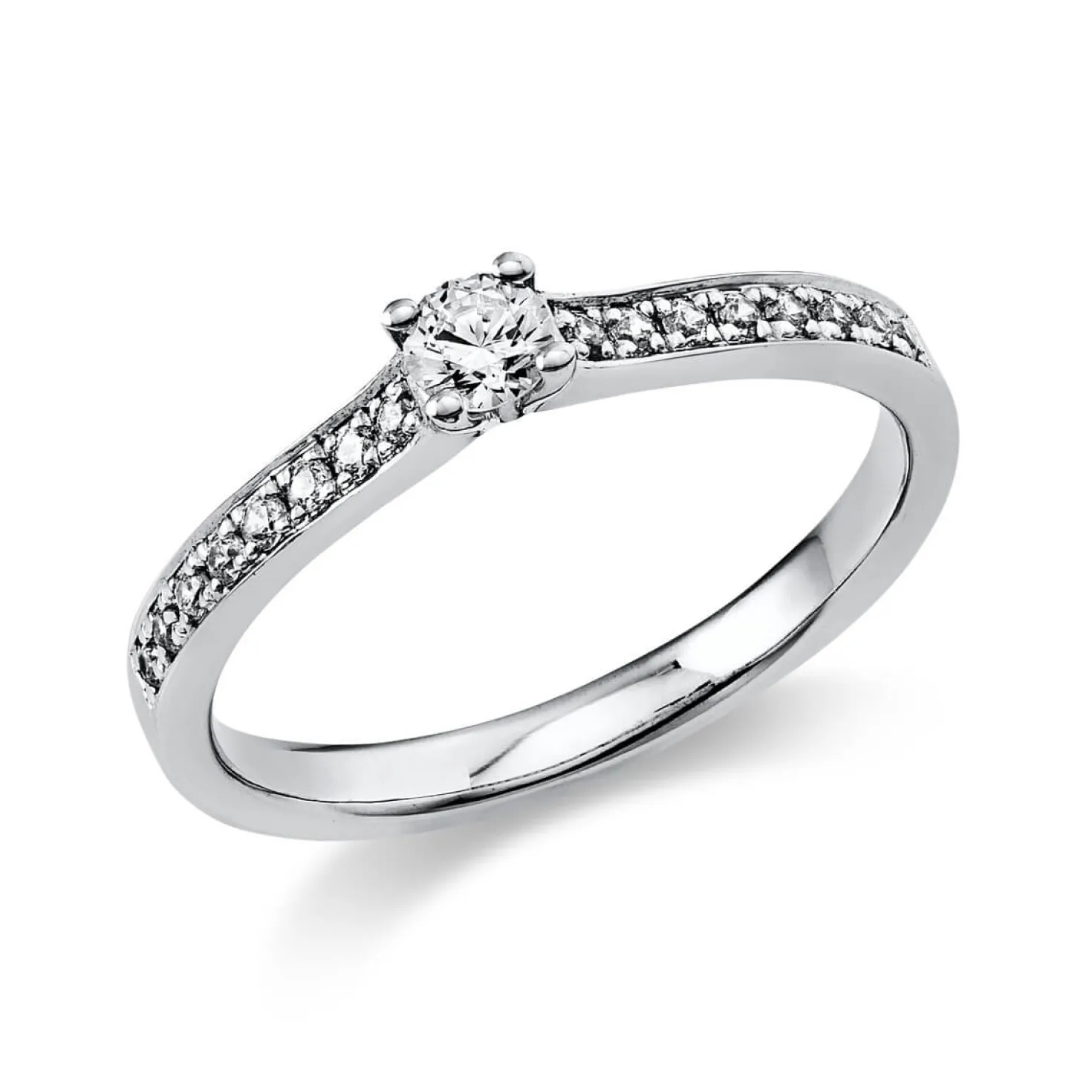 Ring Damenring aus 950 Platin mit 17 Diamanten Brillanten 0,29 Ct. 4er-Krappe