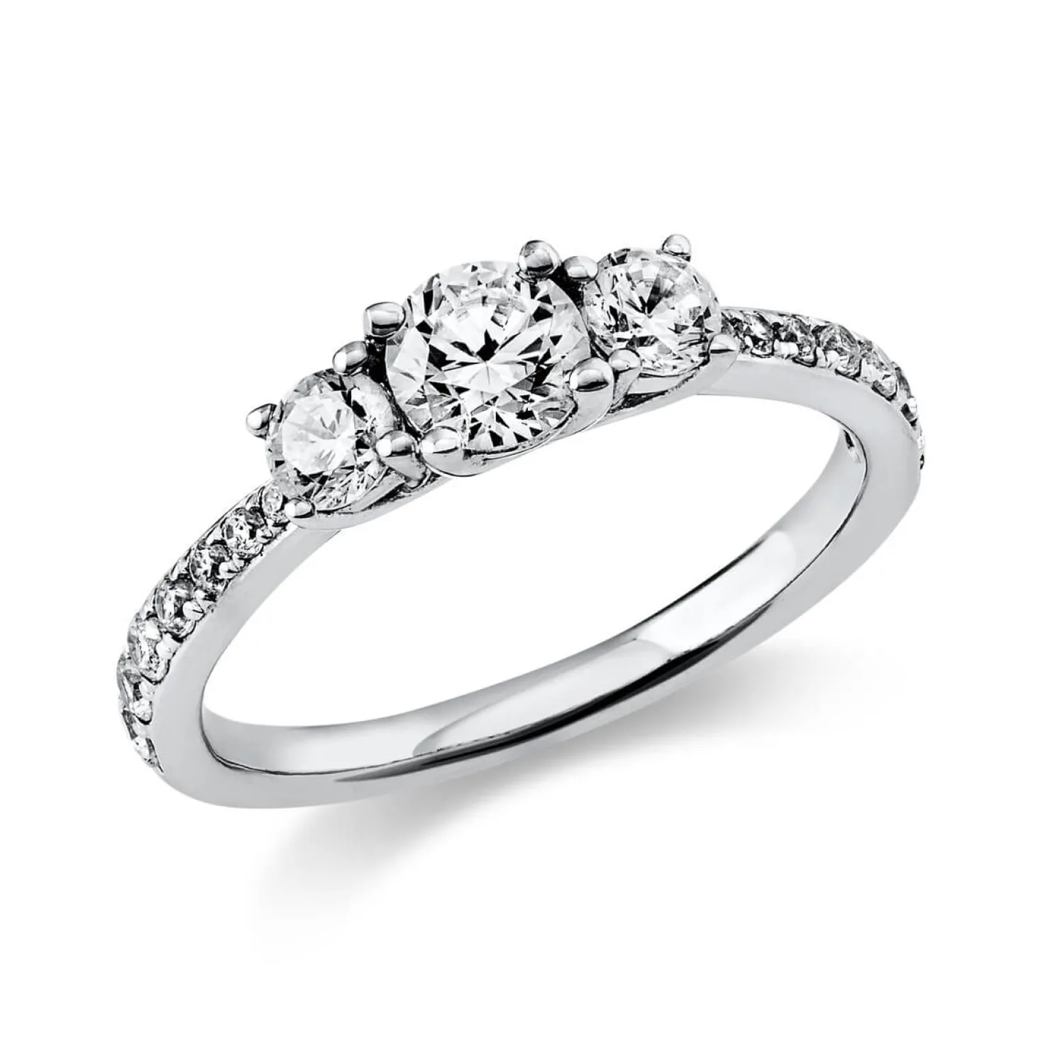 Ring Damenring aus 950 Platin mit 17 Diamanten Brillanten 0,94 Ct. 4er-Krappe