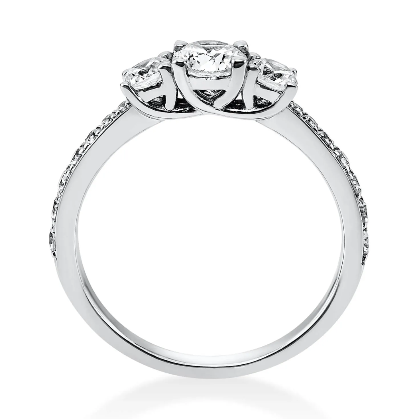 Ring Damenring aus 950 Platin mit 17 Diamanten Brillanten 0,94 Ct. 4er-Krappe