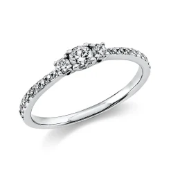 Ring Damenring aus 950 Platin mit 21 Diamanten Brillanten 0,37 Ct. 4er-Krappe