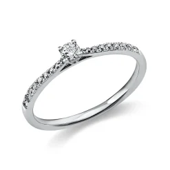 Ring Damenring aus 950 Platin mit 19 Diamanten Brillanten 0,22 Ct. 4er-Krappe