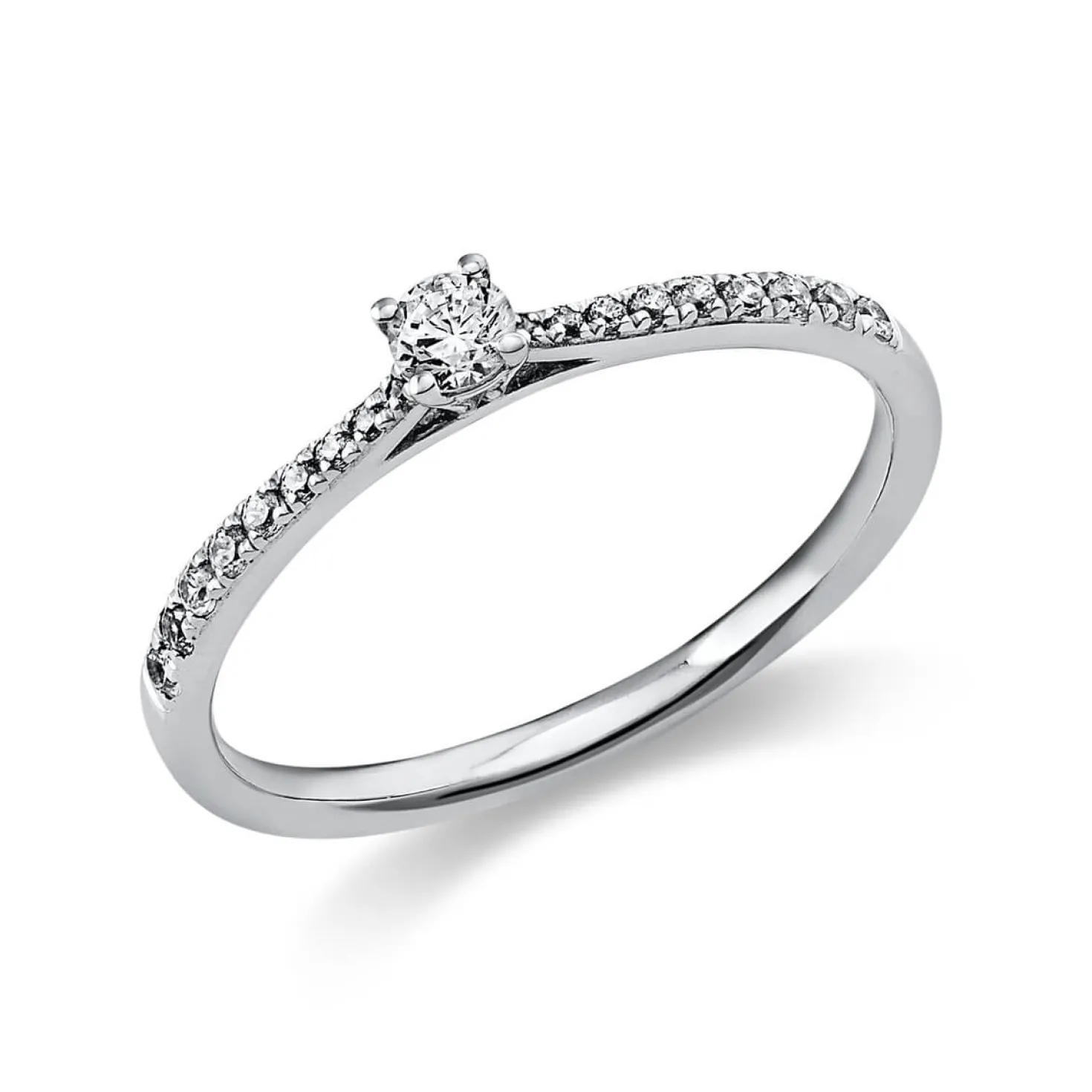 Ring Damenring aus 950 Platin mit 19 Diamanten Brillanten 0,22 Ct. 4er-Krappe
