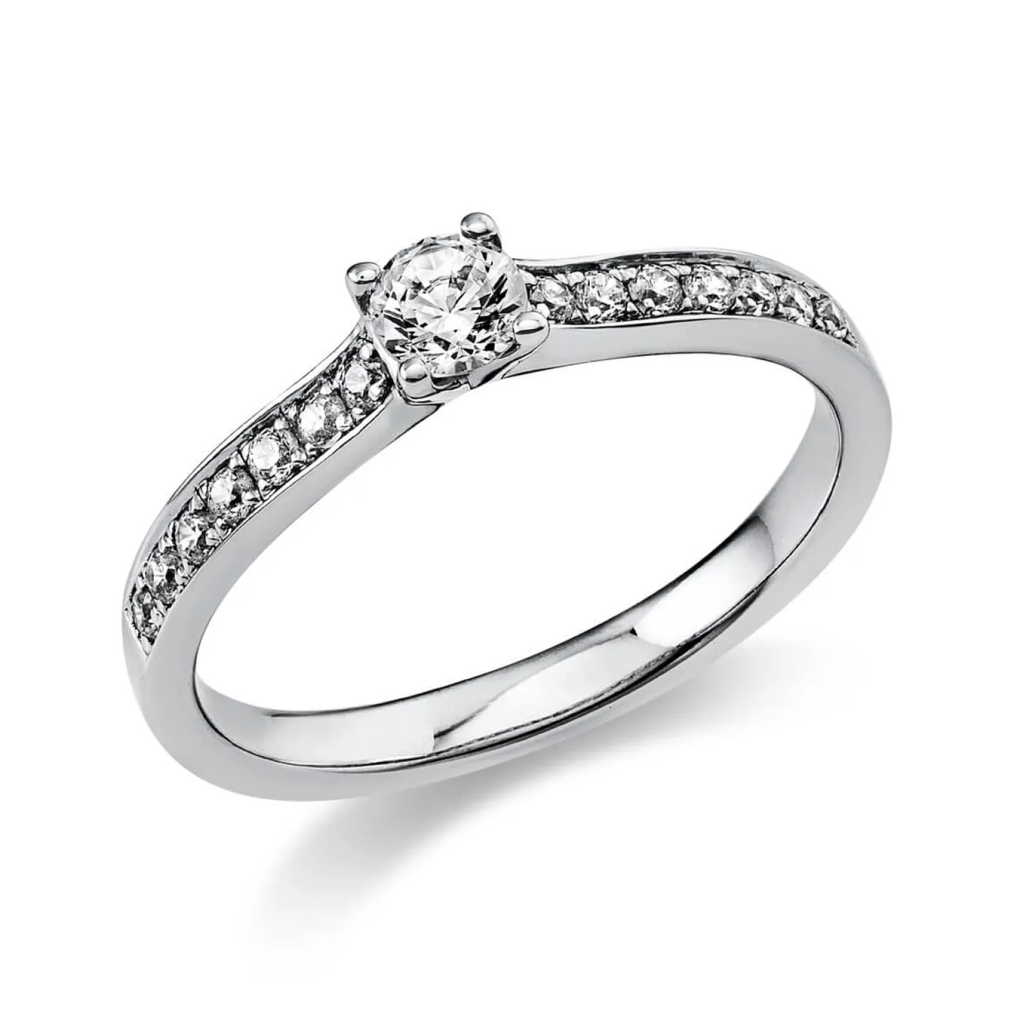 Ring Damenring aus 950 Platin mit 17 Diamanten Brillanten 0,35 Ct. 4er-Krappe